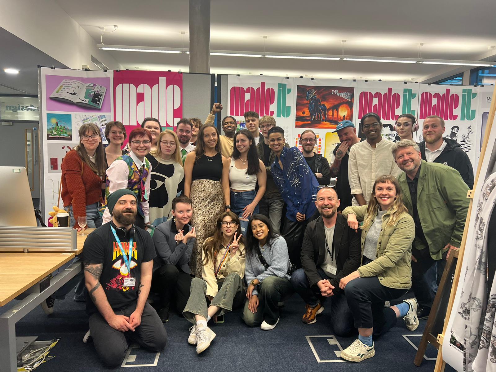 luke with unnamed students and staff